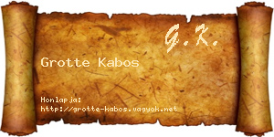 Grotte Kabos névjegykártya